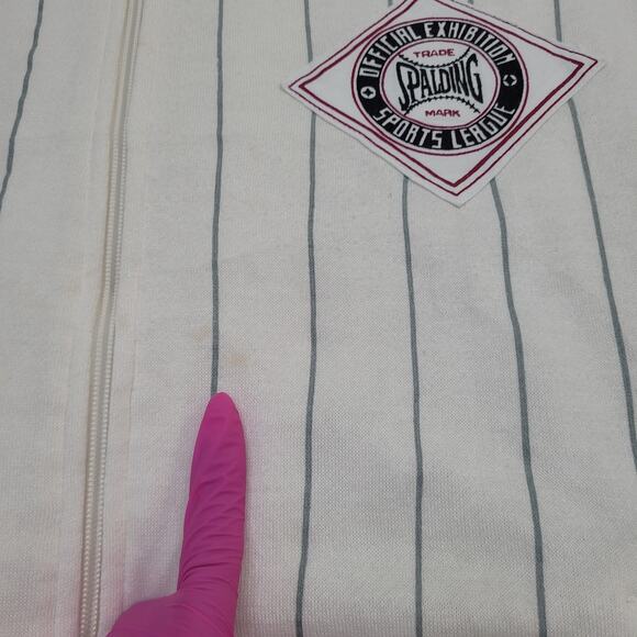 Spalding Zip Sweatshirt M/L 23x26 Cropped Two-Tone Striped - Picture 4 of 15